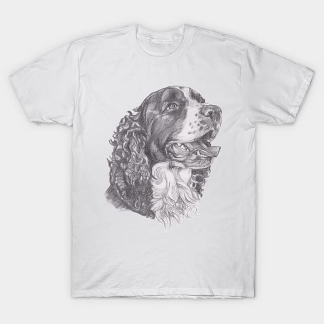 Classic English Springer Spaniel Dog Profile Drawing T-Shirt by lalanny